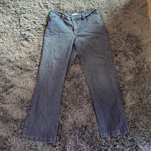 Dark blue wide leg medium rise jeans